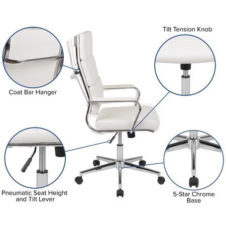 Flash Furniture White LeatherSoft Office Chair BT-20595H-2-WH-GG